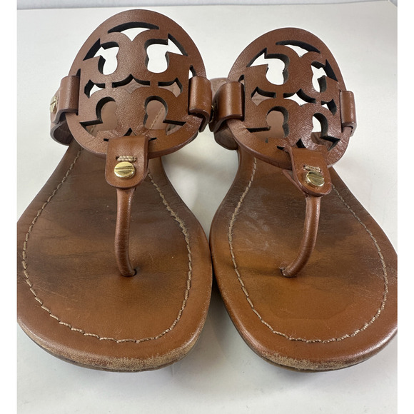 Tory Burch Miller Leather Thong Sandals Brown Flat Flip Flops Women's Size 7.5 M - Picture 12 of 14